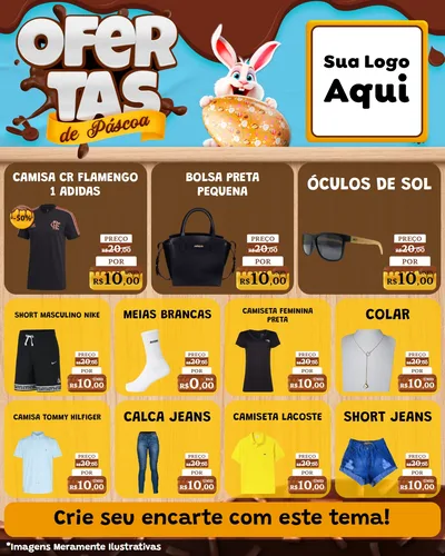 Modelo de Rede Social para Feed Instagram com o tema Ofertas de Páscoa para Roupas e acessórios