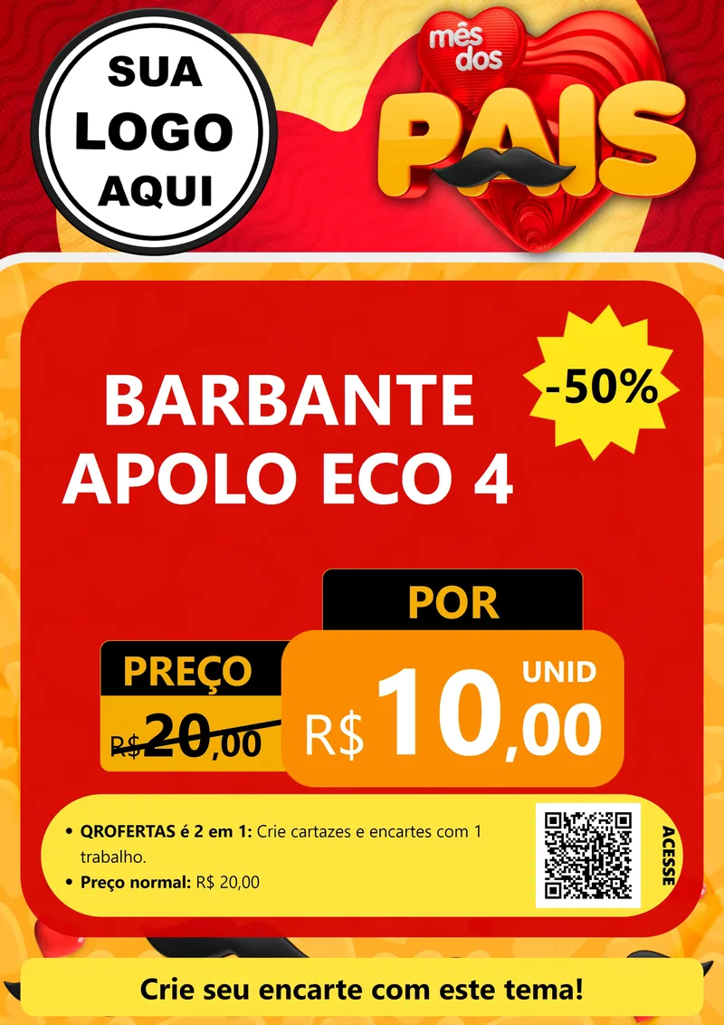 Modelo de Cartaz para Cartaz A4 Vertical com o tema Mês Dos Pais para Armarinho e Aviamentos
