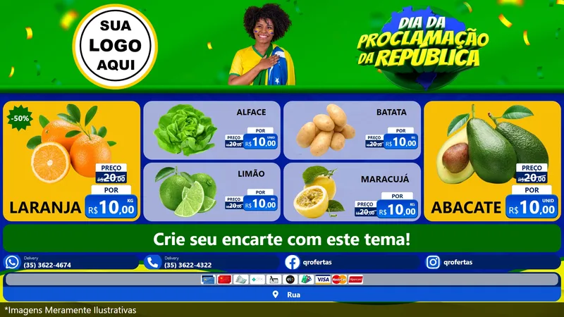 Modelo de TV para TV Horizontal com o tema Dia Da Proclamação Da República para Hortifrúti