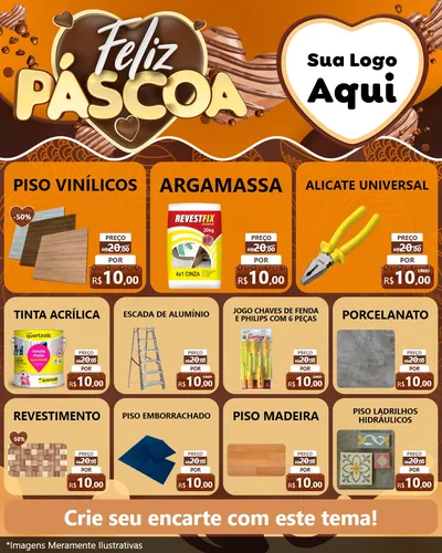 Modelo de Rede Social para Feed Instagram com o tema Feliz Páscoa para Material para Construção