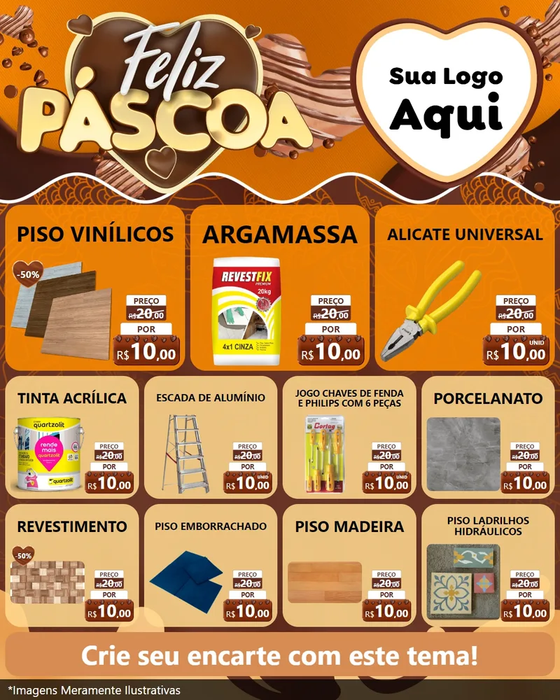 Modelo de Rede Social para Feed Instagram com o tema Feliz Páscoa para Material para Construção