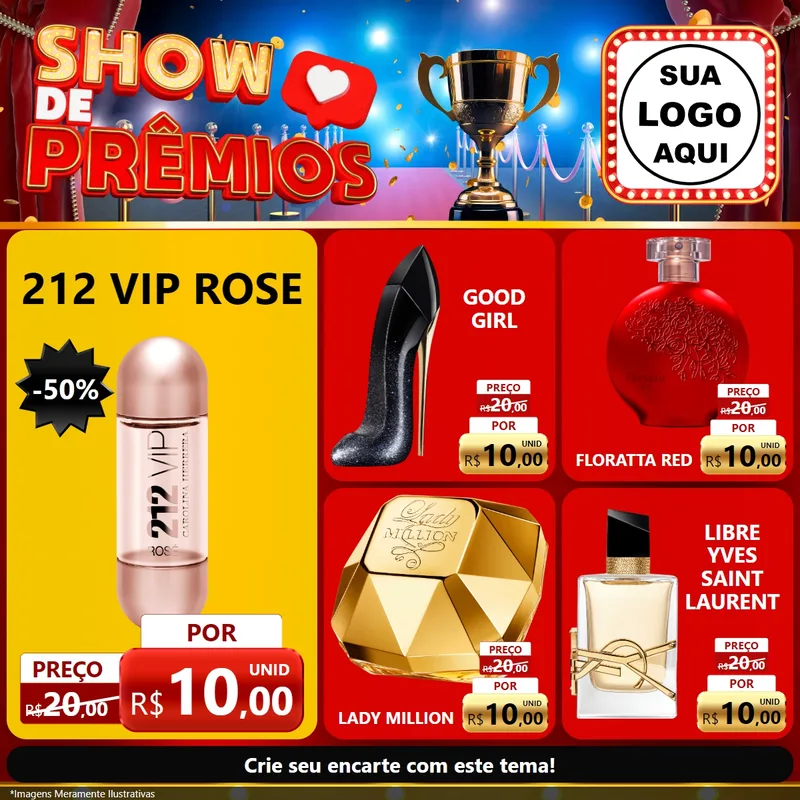 Modelo de Rede Social para Feed Facebook com o tema Show de Prêmios para Perfumes