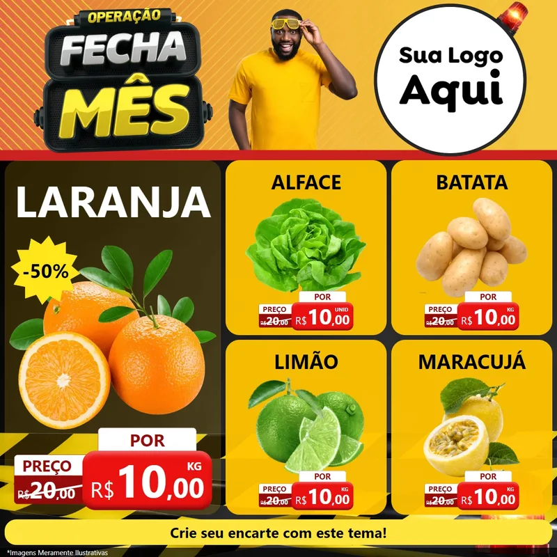 Modelo de Rede Social para Feed Facebook com o tema Operação Fecha Mês para Hortifrúti