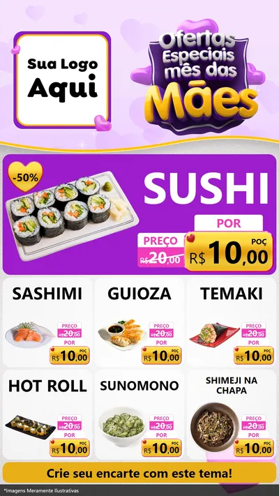Modelo de Rede Social para Stories com o tema Ofertas Especiais - Mês das Mães para Comida japonesa