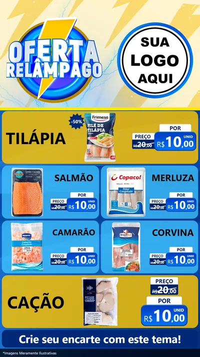 Modelo de TV para TV Vertical com o tema Oferta Relâmpago para Peixaria