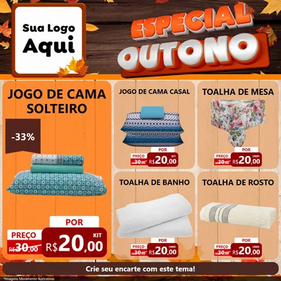 Modelo de Rede Social para Feed Facebook com o tema Especial Outono para Cama, Mesa e Banho