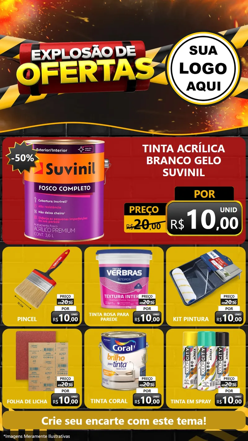 Modelo de Rede Social para Stories com o tema Explosão de Ofertas para Tintas e Ferramentas