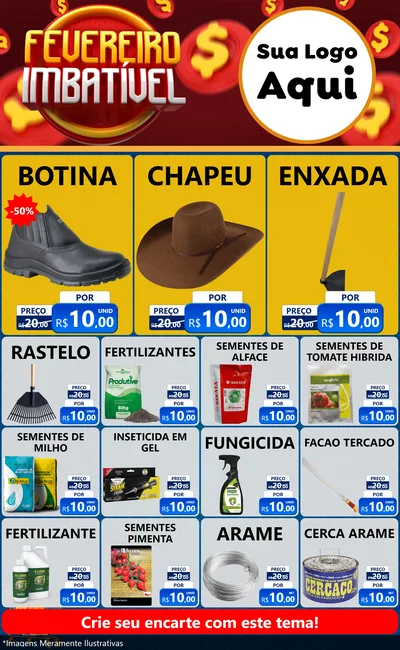 Modelo de Encarte para Encarte Grande com o tema Fevereiro Imbatível para Agropecuária