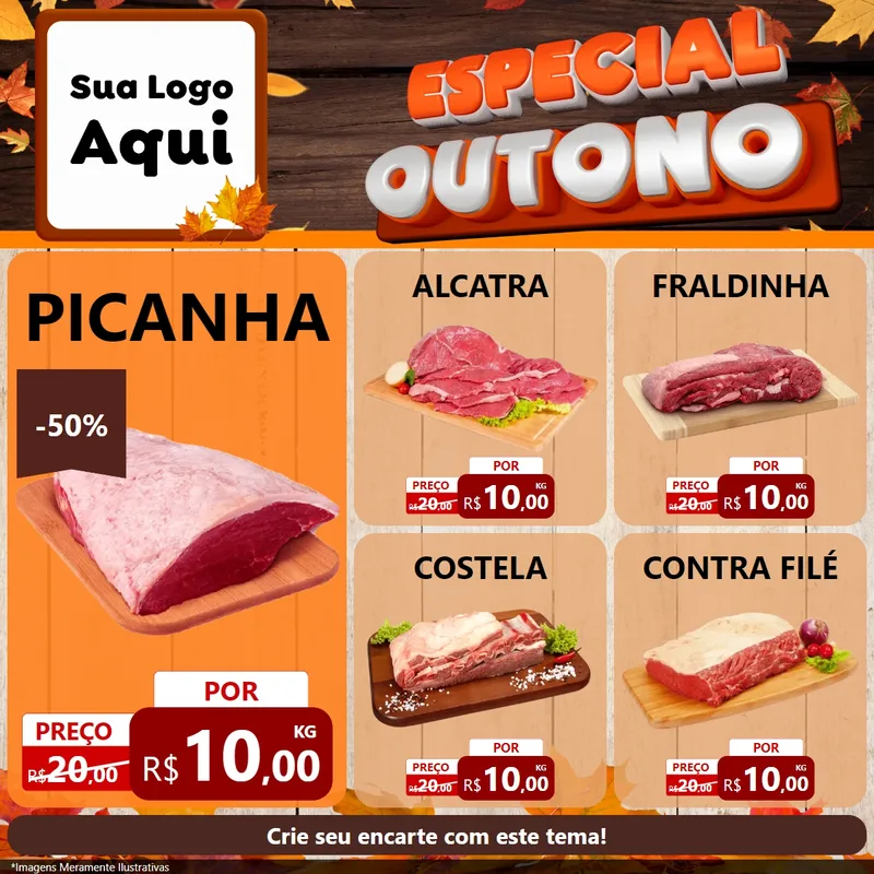 Modelo de Rede Social para Feed Facebook com o tema Especial Outono para Açougue