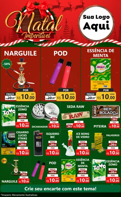Modelo de Encarte para Encarte Grande com o tema Natal Imperdível para Tabacaria