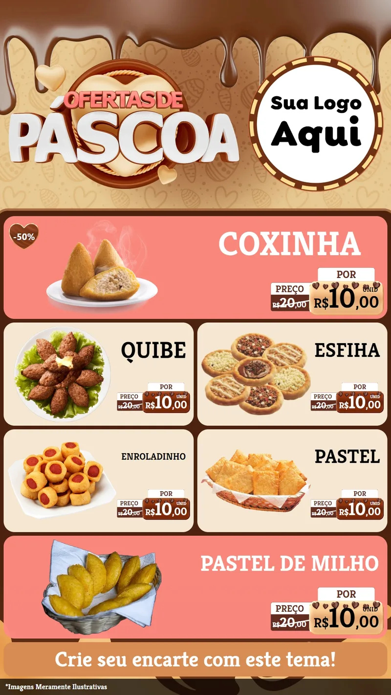 Modelo de TV para TV Vertical com o tema Ofertas de Páscoa para Salgadaria