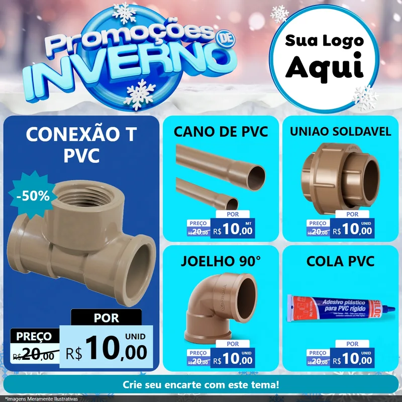 Modelo de Rede Social para Feed Facebook com o tema Promoções de Inverno para Tubos e conexões