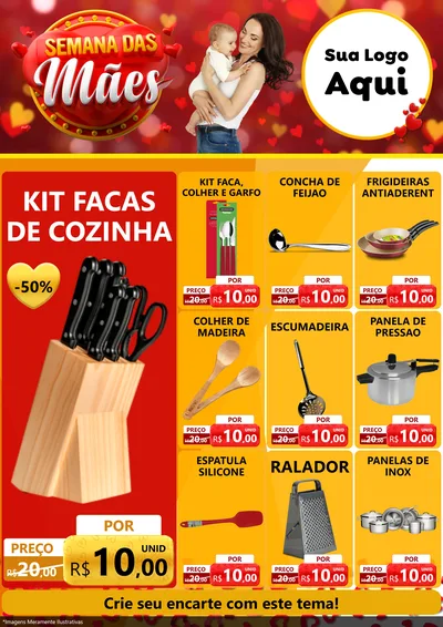 Modelo de Encarte para Encarte A4 Vertical com o tema Semana das Mães para Utilidades Domésticas