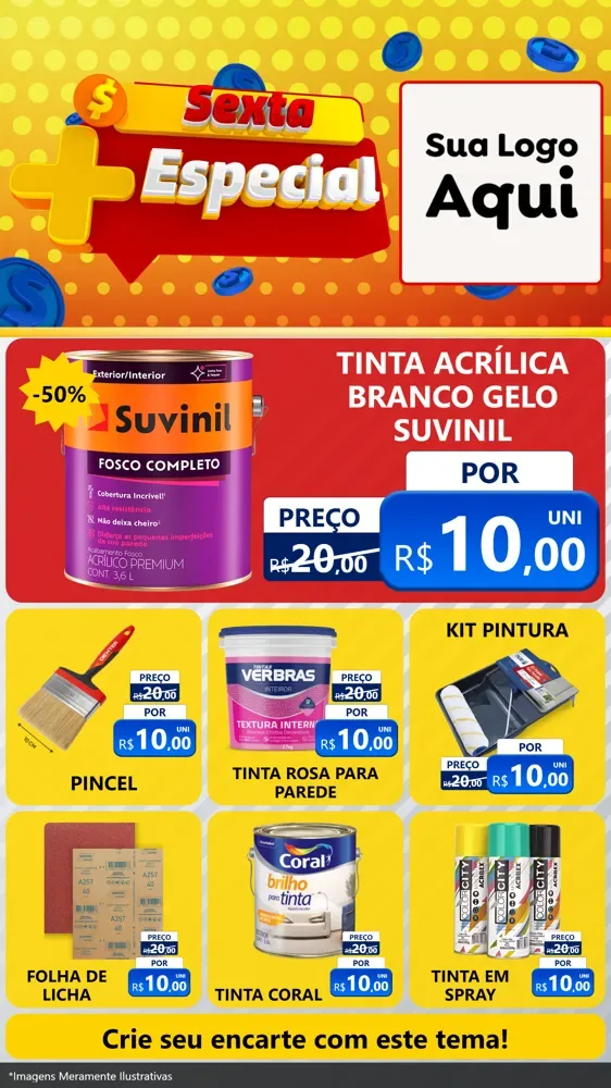 Modelo de Rede Social para Stories com o tema Sexta Mais Especial para Tintas e Ferramentas