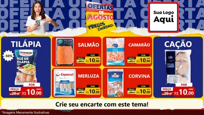 Modelo de TV para TV Horizontal com o tema Ofertas de Agosto - Preços Incríveis para Peixaria