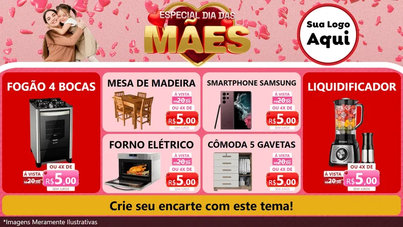 Modelo de TV para TV Horizontal com o tema Especial Dia Das Mães para Móveis e Eletro