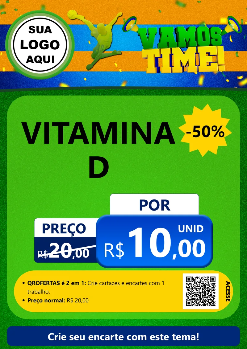 Modelo de Cartaz para Cartaz A4 Vertical com o tema Vamos Time! para Farmácia