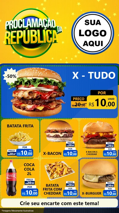Modelo de Rede Social para Stories com o tema Proclamação da República para Hamburgueria