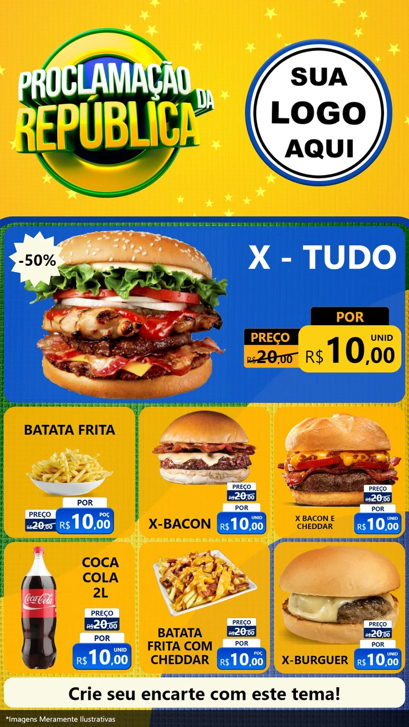 Modelo de Rede Social para Stories com o tema Proclamação da República para Hamburgueria