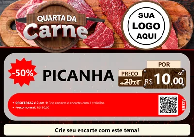 Modelo de Cartaz para Cartaz A4 Horizontal com o tema Quarta da Carne para Açougue