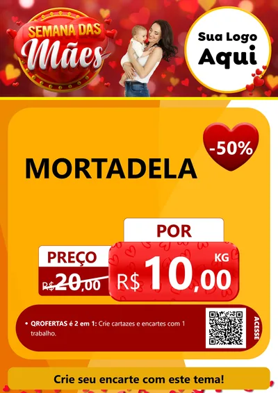 Modelo de Cartaz para Cartaz A4 Vertical com o tema Semana das Mães para Frios e Laticínios