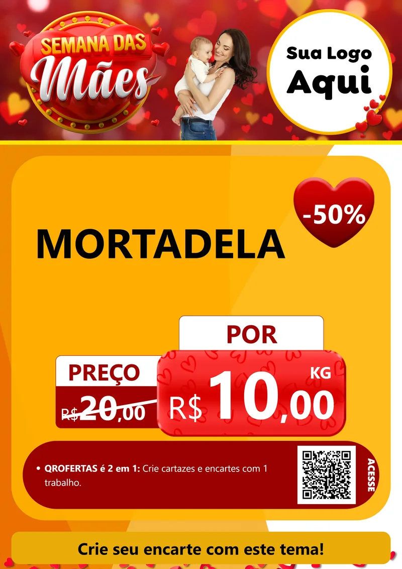 Modelo de Cartaz para Cartaz A4 Vertical com o tema Semana das Mães para Frios e Laticínios