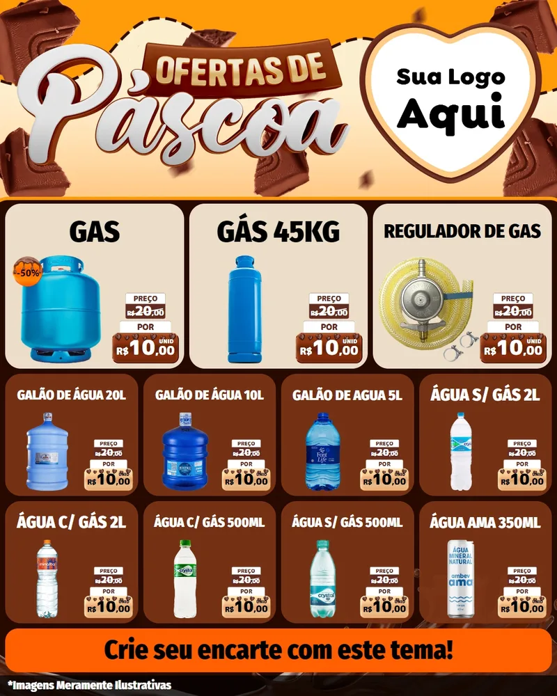 Modelo de Rede Social para Feed Instagram com o tema Ofertas de Páscoa para Água e gás