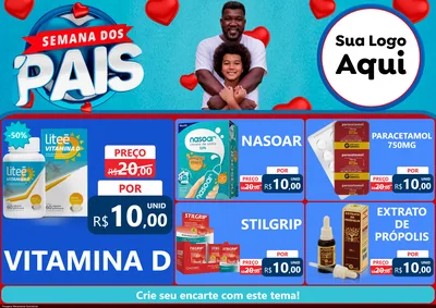 Modelo de Encarte para Encarte A4 Horizontal com o tema Semana Dos Pais para Farmácia