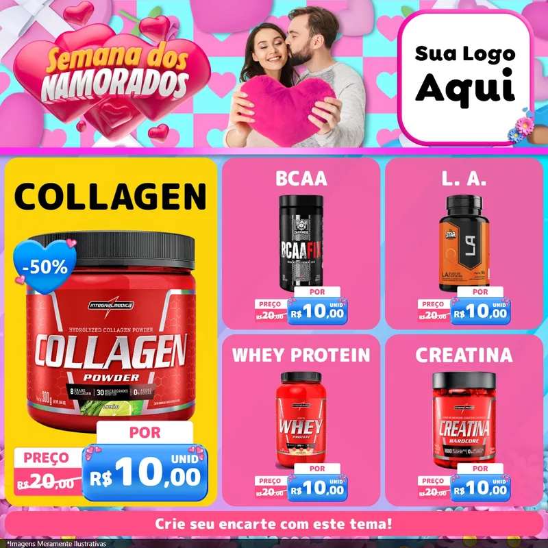Modelo de Rede Social para Feed Facebook com o tema Semana dos Namorados para Suplementos alimentares