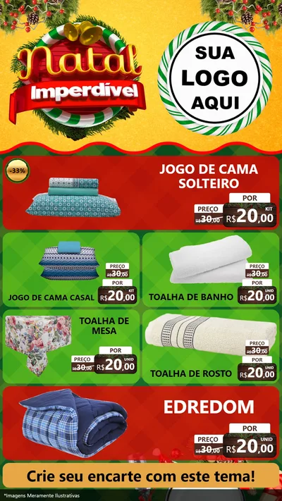 Modelo de TV para TV Vertical com o tema Natal Imperdível para Cama, Mesa e Banho