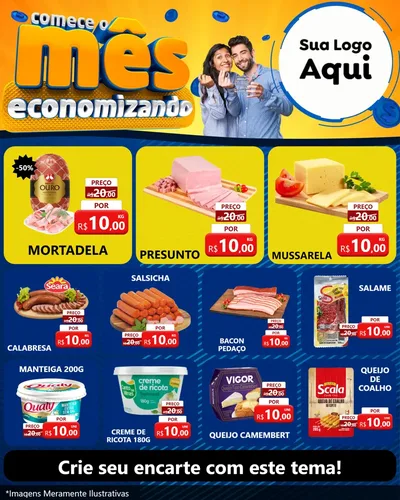 Modelo de Rede Social para Feed Instagram com o tema Comece O Mês Economizando para Frios e Laticínios