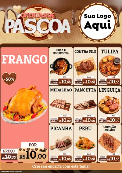 Modelo de Encarte para Encarte A4 Vertical com o tema Ofertas de Páscoa para Assados