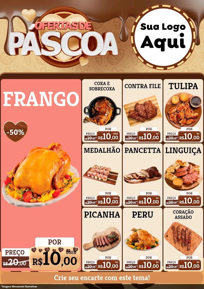 Modelo de Encarte para Encarte A4 Vertical com o tema Ofertas de Páscoa para Assados
