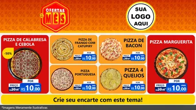 Modelo de TV para TV Horizontal com o tema Ofertas do Mês para Pizzaria