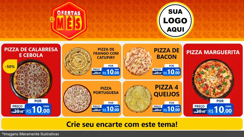 Modelo de TV para TV Horizontal com o tema Ofertas do Mês para Pizzaria