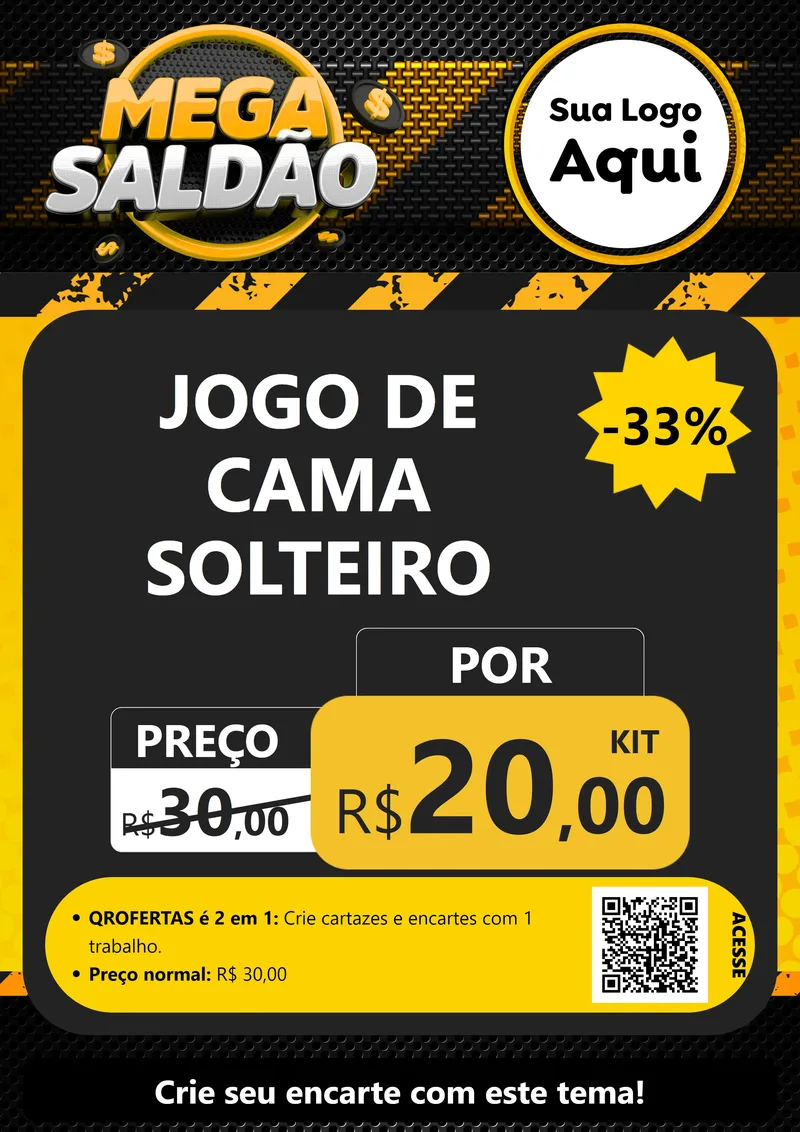 Modelo de Cartaz para Cartaz A4 Vertical com o tema Mega Saldão para Cama, Mesa e Banho