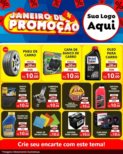 Modelo de Rede Social para Feed Instagram com o tema Janeiro de Promoção para Auto peças
