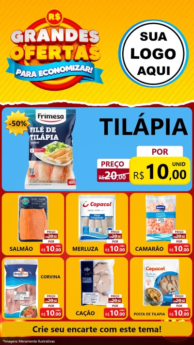 Modelo de Rede Social para Stories com o tema Grandes Ofertas Para Economizar! para Peixaria