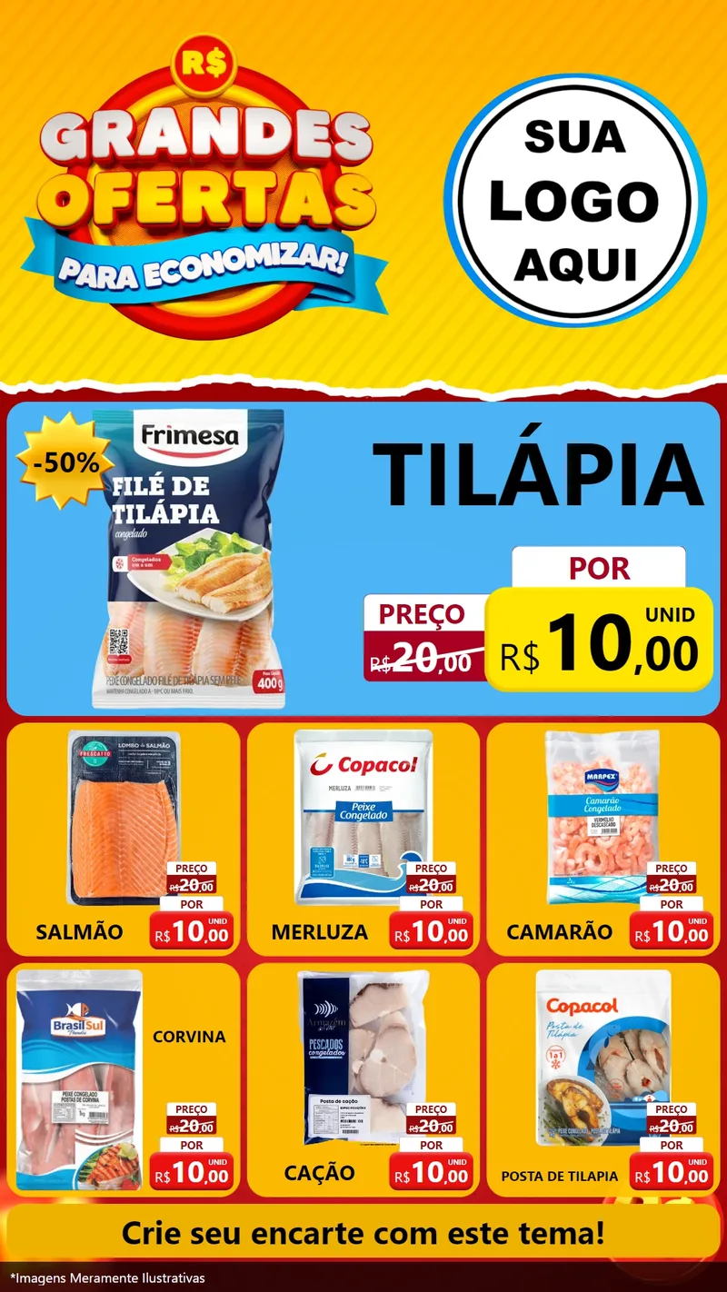 Modelo de Rede Social para Stories com o tema Grandes Ofertas Para Economizar! para Peixaria