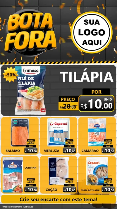 Modelo de Rede Social para Stories com o tema Bota Fora para Peixaria