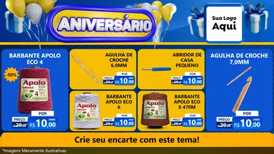 Modelo de TV para TV Horizontal com o tema Aniversário para Armarinho e Aviamentos