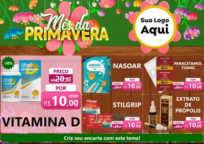 Modelo de Encarte para Encarte A4 Horizontal com o tema Mês da Primavera para Farmácia