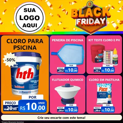 Modelo de Rede Social para Feed Facebook com o tema Black Friday para Produtos para Piscina