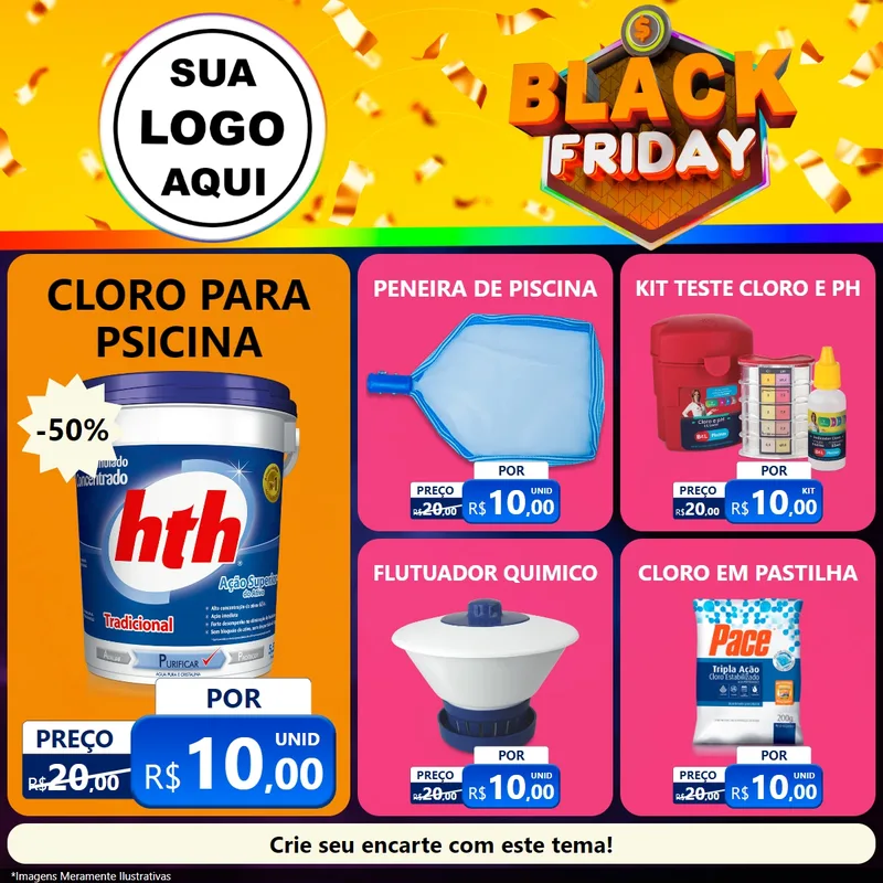 Modelo de Rede Social para Feed Facebook com o tema Black Friday para Produtos para Piscina
