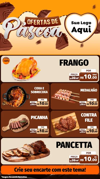 Modelo de TV para TV Vertical com o tema Ofertas de Páscoa para Assados