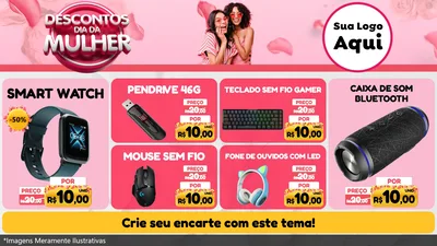 Modelo de TV para TV Horizontal com o tema Descontos Dia da Mulher para Informática