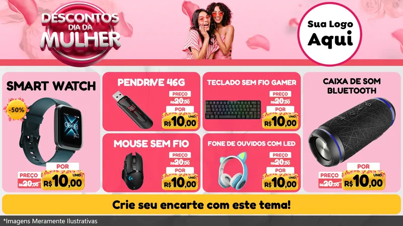 Modelo de TV para TV Horizontal com o tema Descontos Dia da Mulher para Informática