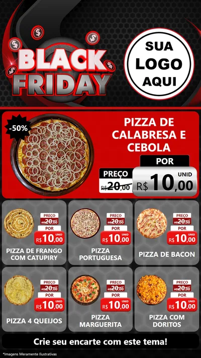 Modelo de Rede Social para Stories com o tema Black Friday para Pizzaria