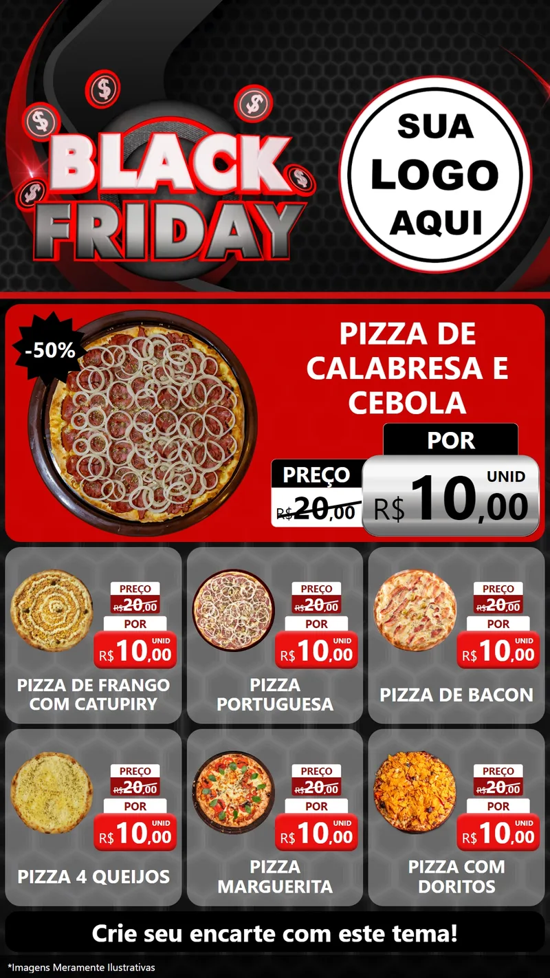 Modelo de Rede Social para Stories com o tema Black Friday para Pizzaria