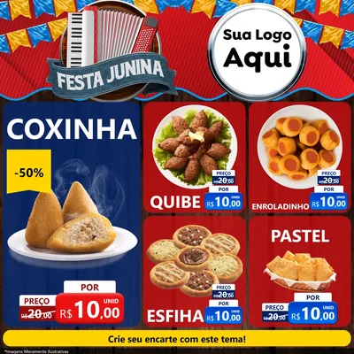 Modelo de Rede Social para Feed Facebook com o tema Festa Junina para Salgadaria
